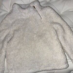 Rachel Zoe Mock Neck Sweater for Kids Size 3-4yr (4) or XS Cream Fuzzy w/Zipper